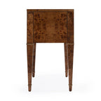 Table d'appoint en loupe de bois à tiroirs doubles