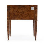 Table d'appoint en loupe de bois à tiroirs doubles