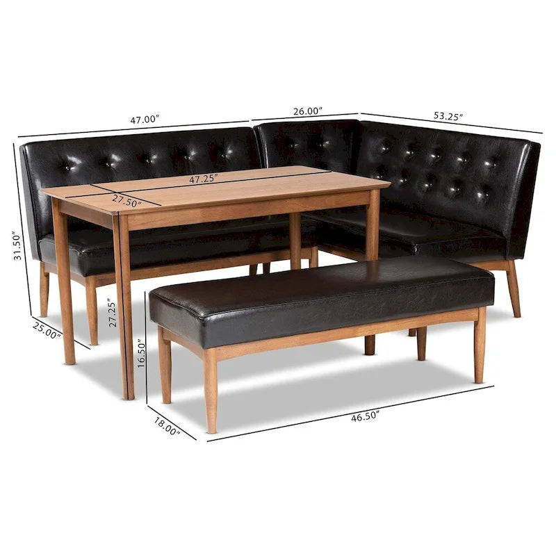 Ensemble de meubles d'angle de salle à manger quatre pièces de style médiéval-moderne