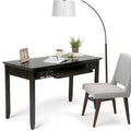Bureau d'écriture et d'ordinateur en bois massif de 137 cm, tablette coulissante pour clavier, 2 tiroirs, style de transition