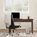Bureau d'écriture et d'ordinateur en bois massif de 137 cm, tablette coulissante pour clavier, 2 tiroirs, style de transition