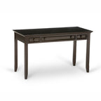 Bureau d'écriture et d'ordinateur en bois massif de 137 cm, tablette coulissante pour clavier, 2 tiroirs, style de transition