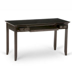 Bureau d'écriture et d'ordinateur en bois massif de 137 cm, tablette coulissante pour clavier, 2 tiroirs, style de transition