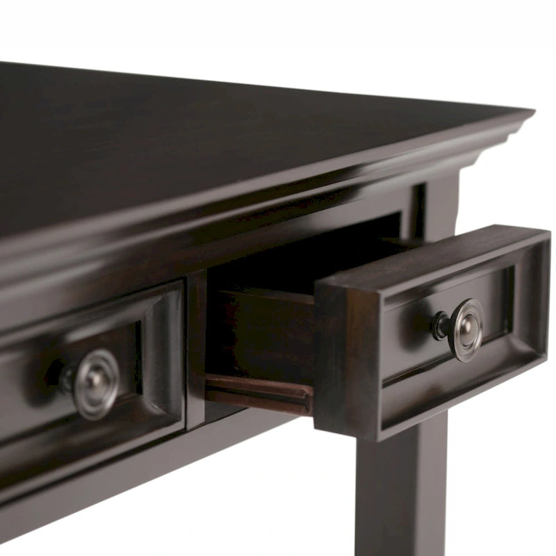 Bureau d'écriture et d'ordinateur en bois massif de 137 cm, tablette coulissante pour clavier, 2 tiroirs, style de transition