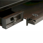 Bureau d'écriture et d'ordinateur en bois massif de 137 cm, tablette coulissante pour clavier, 2 tiroirs, style de transition