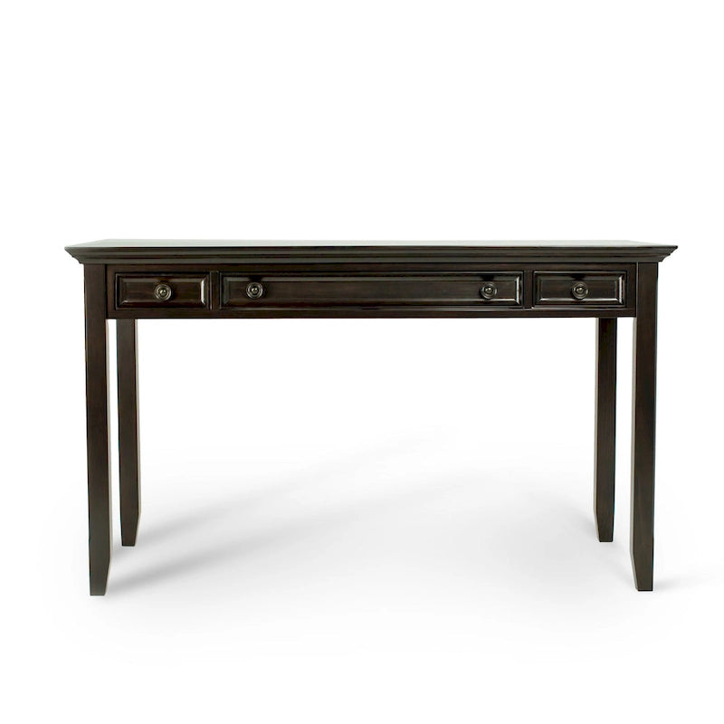 Bureau d'écriture et d'ordinateur en bois massif de 137 cm, tablette coulissante pour clavier, 2 tiroirs, style de transition