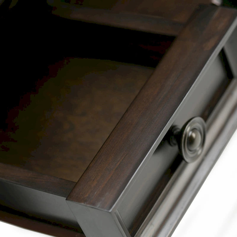 Bureau d'écriture et d'ordinateur en bois massif de 137 cm, tablette coulissante pour clavier, 2 tiroirs, style de transition