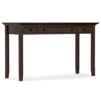 Bureau d'écriture et d'ordinateur en bois massif de 137 cm, tablette coulissante pour clavier, 2 tiroirs, style de transition