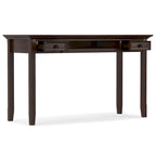 Bureau d'écriture et d'ordinateur en bois massif de 137 cm, tablette coulissante pour clavier, 2 tiroirs, style de transition