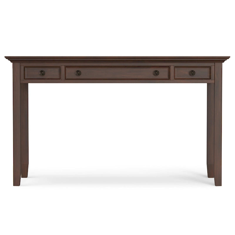 Bureau d'écriture et d'ordinateur en bois massif de 137 cm, tablette coulissante pour clavier, 2 tiroirs, style de transition