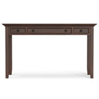 Bureau d'écriture et d'ordinateur en bois massif de 137 cm, tablette coulissante pour clavier, 2 tiroirs, style de transition