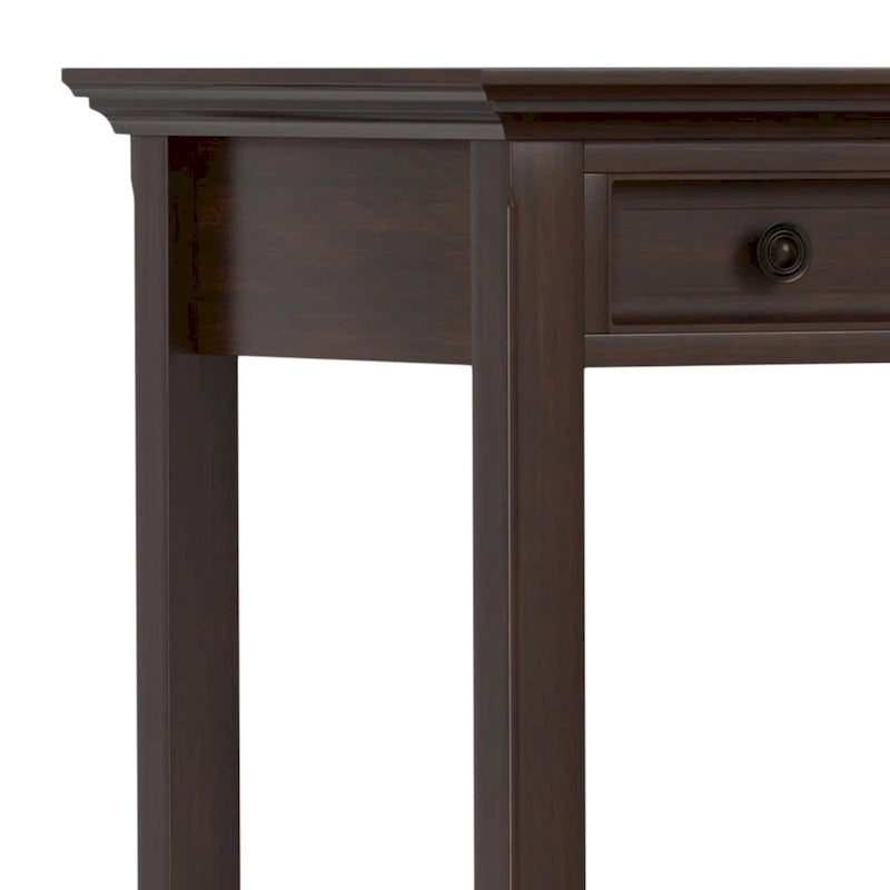 Bureau d'écriture et d'ordinateur en bois massif de 137 cm, tablette coulissante pour clavier, 2 tiroirs, style de transition