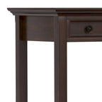 Bureau d'écriture et d'ordinateur en bois massif de 137 cm, tablette coulissante pour clavier, 2 tiroirs, style de transition
