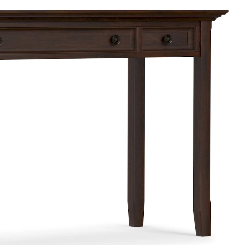 Bureau d'écriture et d'ordinateur en bois massif de 137 cm, tablette coulissante pour clavier, 2 tiroirs, style de transition