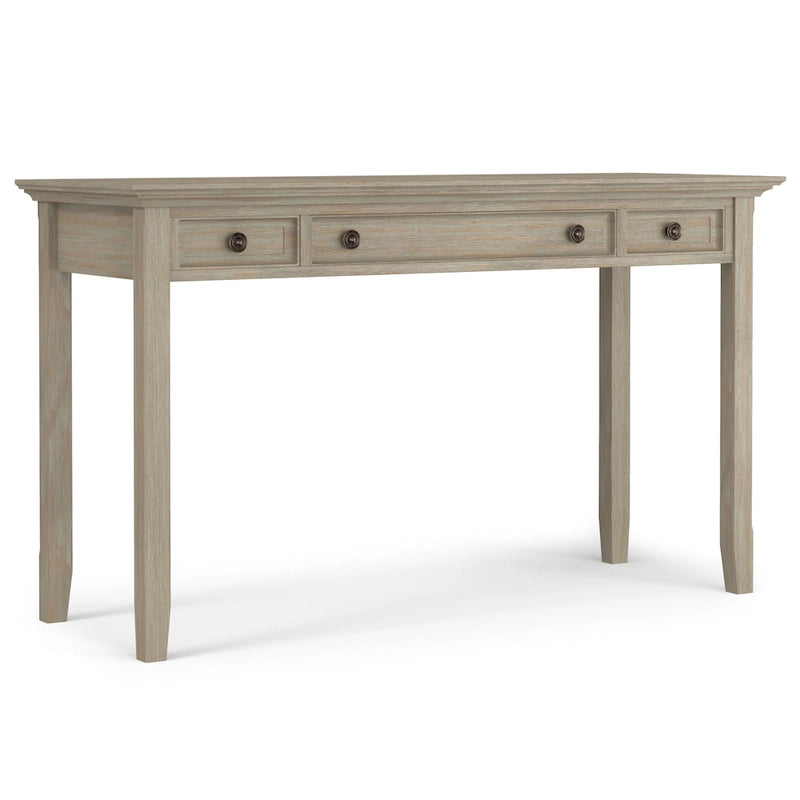 Bureau d'écriture et d'ordinateur en bois massif de 137 cm, tablette coulissante pour clavier, 2 tiroirs, style de transition