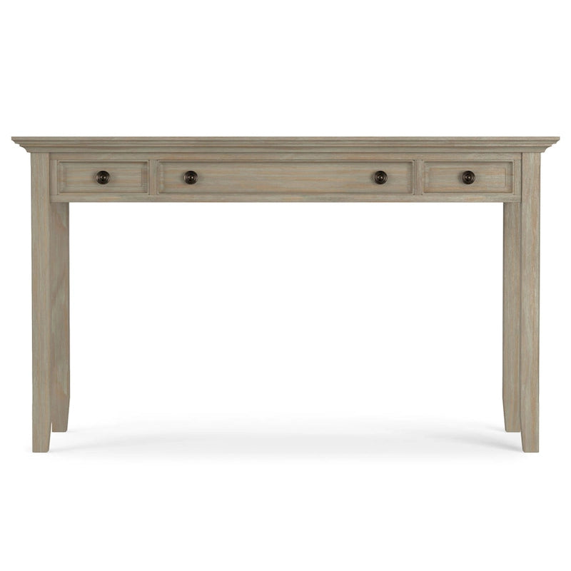 Bureau d'écriture et d'ordinateur en bois massif de 137 cm, tablette coulissante pour clavier, 2 tiroirs, style de transition