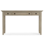 Bureau d'écriture et d'ordinateur en bois massif de 137 cm, tablette coulissante pour clavier, 2 tiroirs, style de transition
