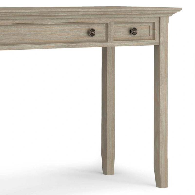Bureau d'écriture et d'ordinateur en bois massif de 137 cm, tablette coulissante pour clavier, 2 tiroirs, style de transition