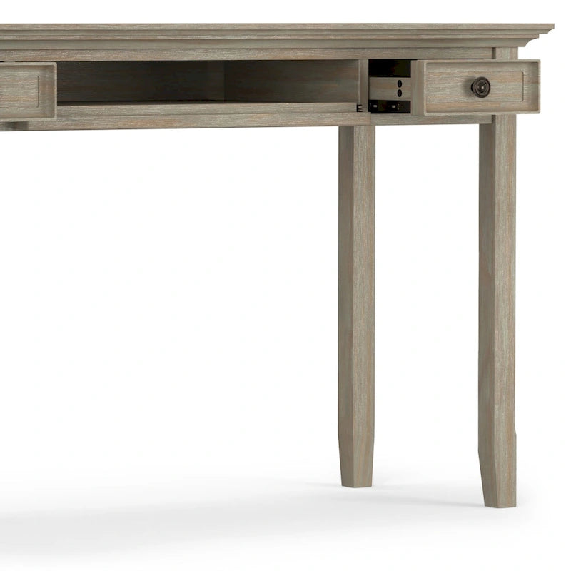 Bureau d'écriture et d'ordinateur en bois massif de 137 cm, tablette coulissante pour clavier, 2 tiroirs, style de transition