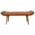 Banc en bois et cuir de chèvre