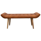 Banc en bois et cuir de chèvre
