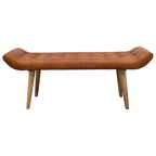 Wood and Goat Leather Bench