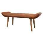 Banc en bois et cuir de chèvre