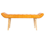 Banc en bois et cuir de chèvre