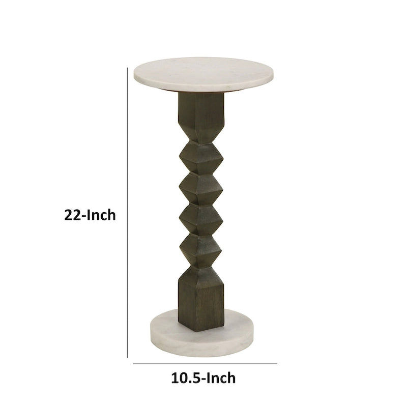 Table d'appoint porte-boissons, plateau rond en marbre de 28 cm