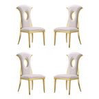 Chaises de salle à manger de luxe en velours blanc avec pieds en or poli