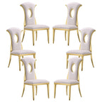 Chaises de salle à manger de luxe en velours blanc avec pieds en or poli