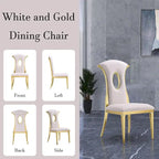 Chaises de salle à manger de luxe en velours blanc avec pieds en or poli
