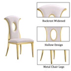 Chaises de salle à manger de luxe en velours blanc avec pieds en or poli