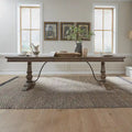 Table de salle à manger à tréteaux de ferme 42"x102", rallonge amovible 24", peuplier et chêne blanc, taupe poudré