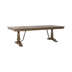 Table de salle à manger à tréteaux de ferme 42"x102", rallonge amovible 24", peuplier et chêne blanc, taupe poudré
