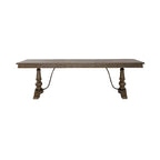 Table de salle à manger à tréteaux de ferme 42"x102", rallonge amovible 24", peuplier et chêne blanc, taupe poudré