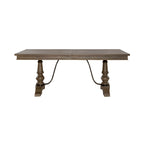 Table de salle à manger à tréteaux de ferme 42"x102", rallonge amovible 24", peuplier et chêne blanc, taupe poudré