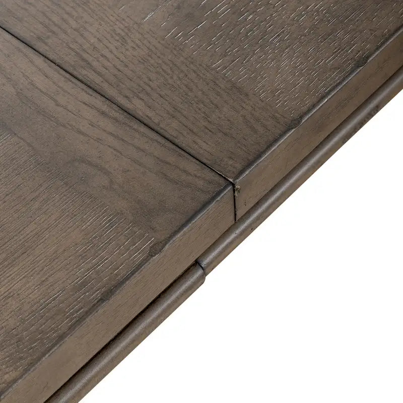 Table de salle à manger à tréteaux de ferme 42"x102", rallonge amovible 24", peuplier et chêne blanc, taupe poudré
