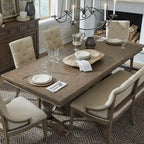 Table de salle à manger à tréteaux de ferme 42"x102", rallonge amovible 24", peuplier et chêne blanc, taupe poudré