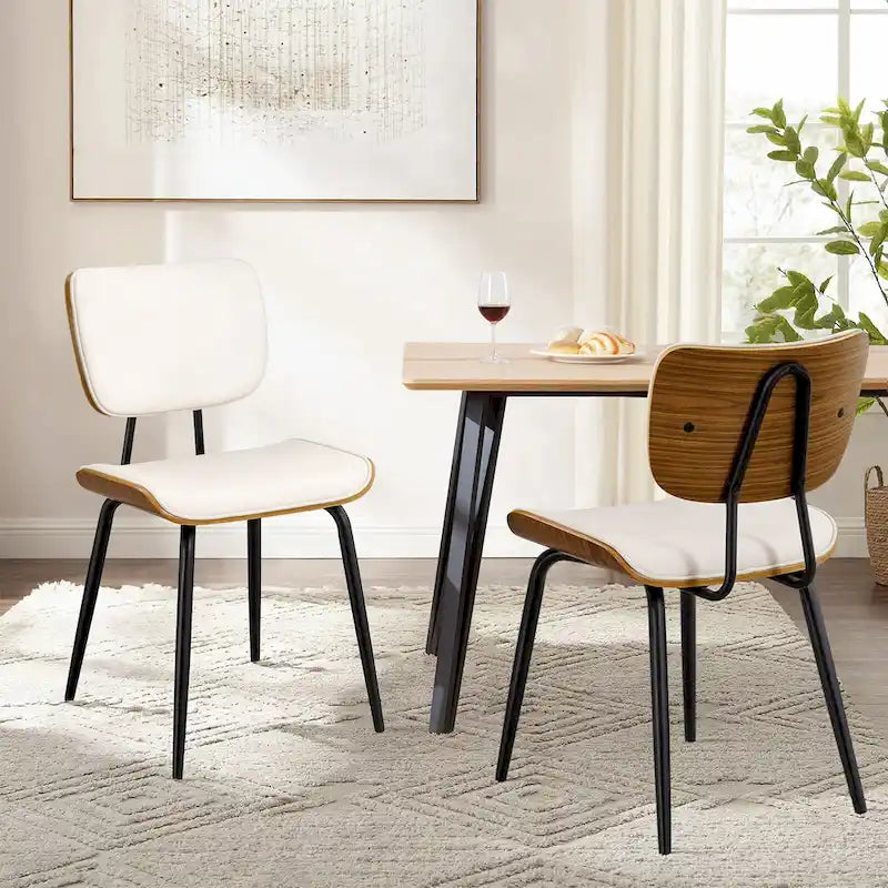 Lot de 2 ou 4 chaises de salle à manger capitonnées en similicuir – 85 H x 44,5 L x 58,5 P cm