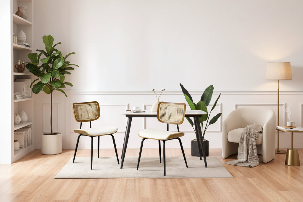 Lot de 2 ou 4 chaises de salle à manger capitonnées en similicuir – 85 H x 44,5 L x 58,5 P cm