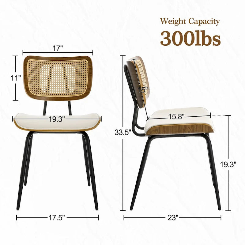 Lot de 2 ou 4 chaises de salle à manger capitonnées en similicuir – 85 H x 44,5 L x 58,5 P cm