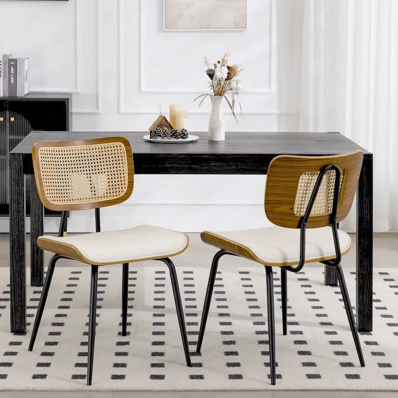 Lot de 2 ou 4 chaises de salle à manger capitonnées en similicuir – 85 H x 44,5 L x 58,5 P cm