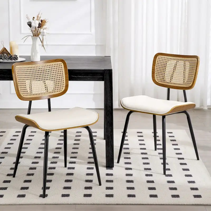 Lot de 2 ou 4 chaises de salle à manger capitonnées en similicuir – 85 H x 44,5 L x 58,5 P cm
