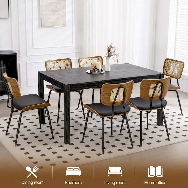 Lot de 2 ou 4 chaises de salle à manger capitonnées en similicuir – 85 H x 44,5 L x 58,5 P cm