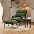 Fauteuil inclinable réglable avec ottoman, mousse haute densité 6 positions, fauteuil d'appoint en velours capitonné