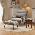 Fauteuil inclinable réglable avec ottoman, mousse haute densité 6 positions, fauteuil d'appoint en velours capitonné