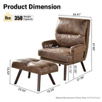 Fauteuil inclinable réglable avec ottoman, mousse haute densité 6 positions, fauteuil d'appoint en velours capitonné