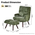 Fauteuil inclinable réglable avec ottoman, mousse haute densité 6 positions, fauteuil d'appoint en velours capitonné