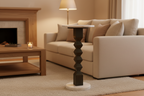 Table d'appoint porte-boissons, plateau rond en marbre de 28 cm